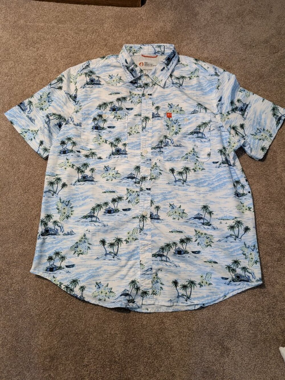 The American Outdoorsman button down Shirt Short Sleeve Large palm tree tropical
